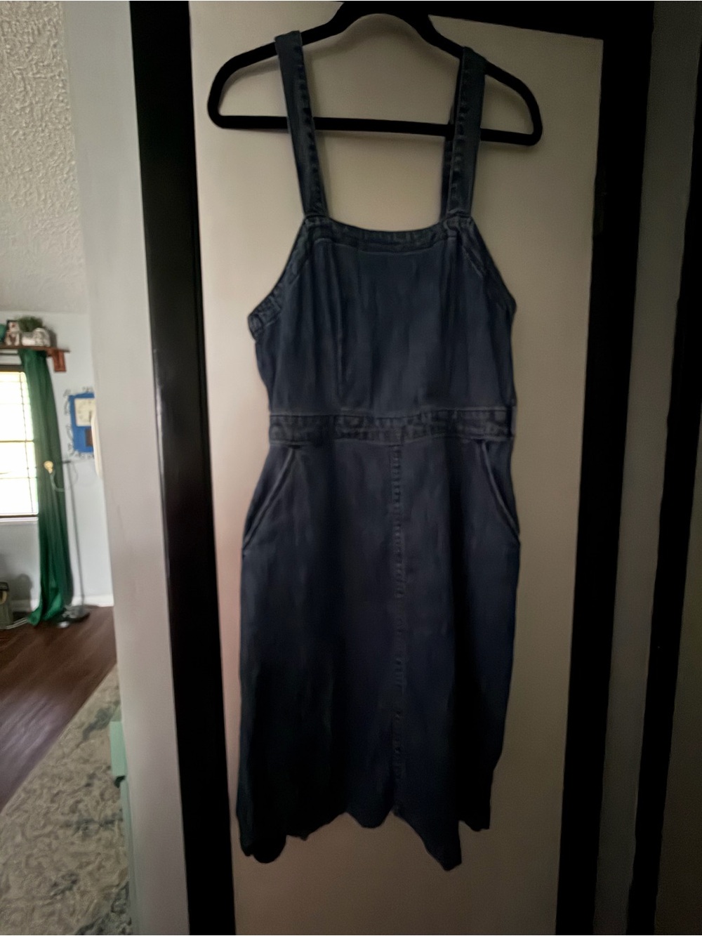 Universal Thread Denim Pinafore Midi Dress - Dark Blue